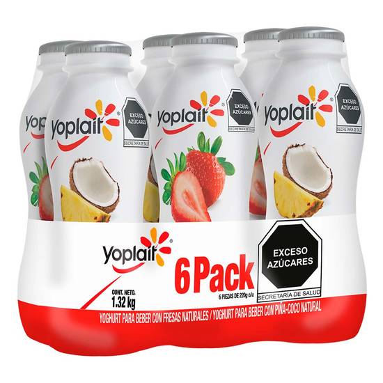 Yoplait yogurt bebible de fresa y piña coco (pack 6 x 220 g)