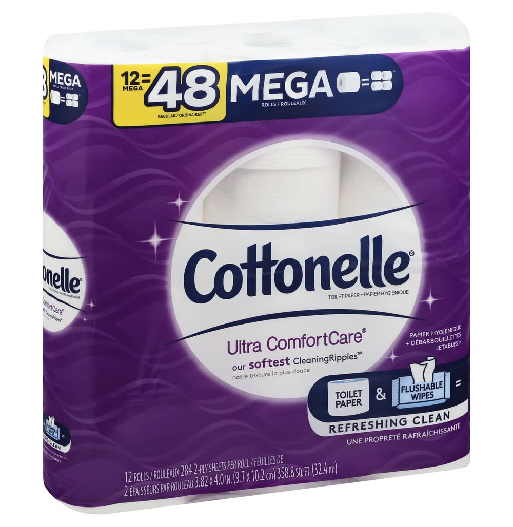 Cottonelle Ultra Comfort Care Mega Toilet Paper, 3.82''X 4'' (4 lbs, 12 ct)