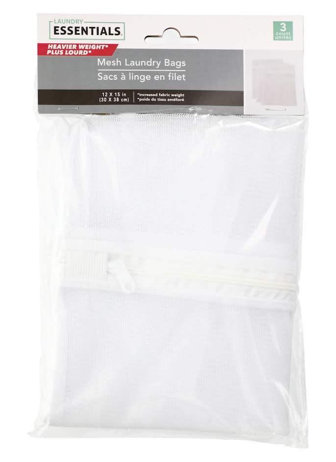 Essentials Mesh Laundry Bag, 12x15 in, White (3 ct)