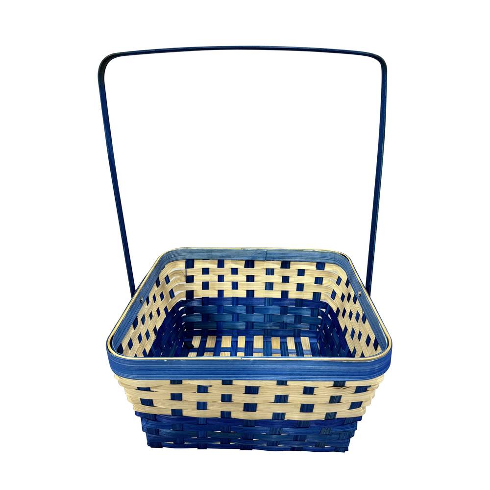 Cottondale Square Bamboo Easter Basket, Blue & Natural