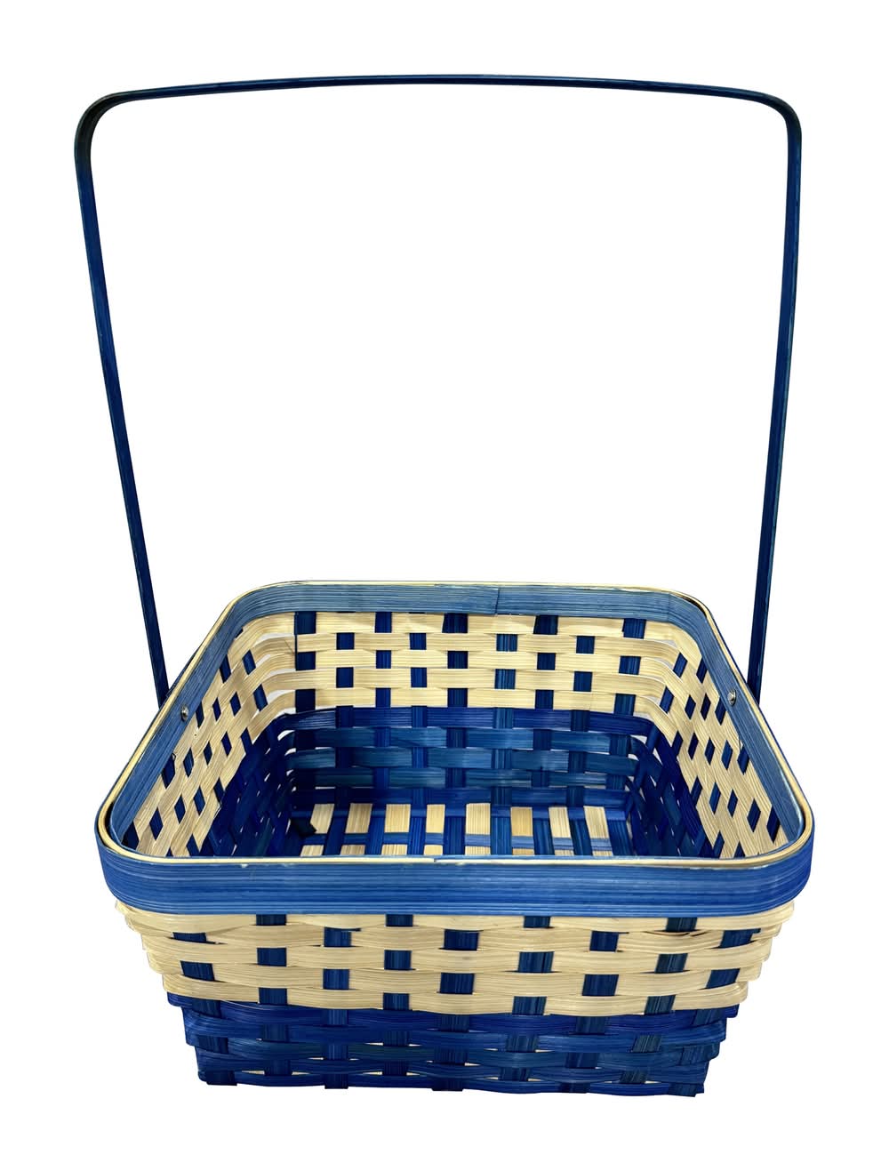 Cottondale Square Bamboo Easter Basket, Blue-Natural