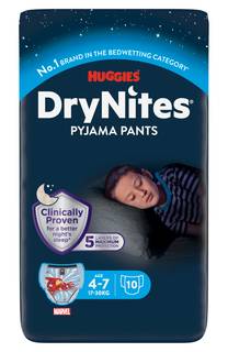 Huggies® Drynites®, Pyjama Pants, Boy, 4-7 Years (17-30Kgs), 10 Pants
