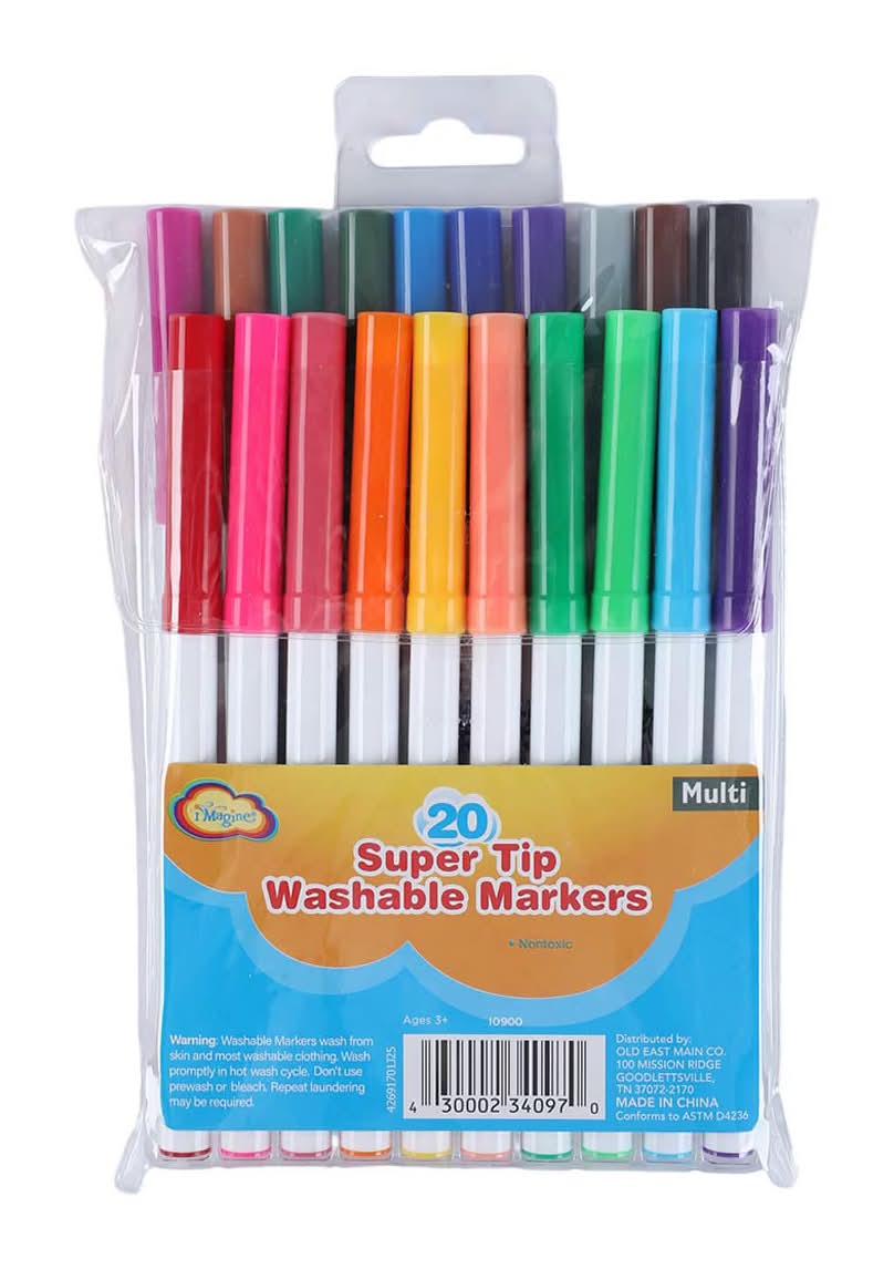 IMAG!NE Super Tip Washable Markers, 3+ Years, Multi (20 ct)