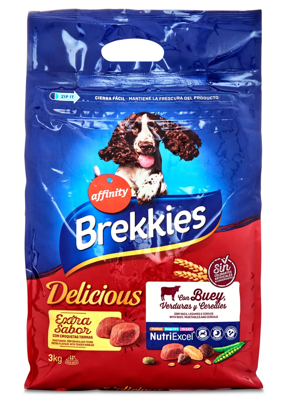 Alimento Para Perros Adultos Con Buey Brekkies Delicious Bolsa 3 Kg