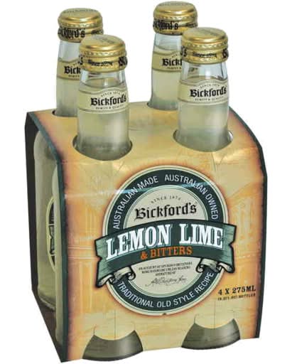 Bickford's Traditional Soda, Lemon Lime - Bitters (4 x 275mL)