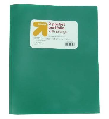 up&up 2 Pocket Plastic Folder With Prongs, Green