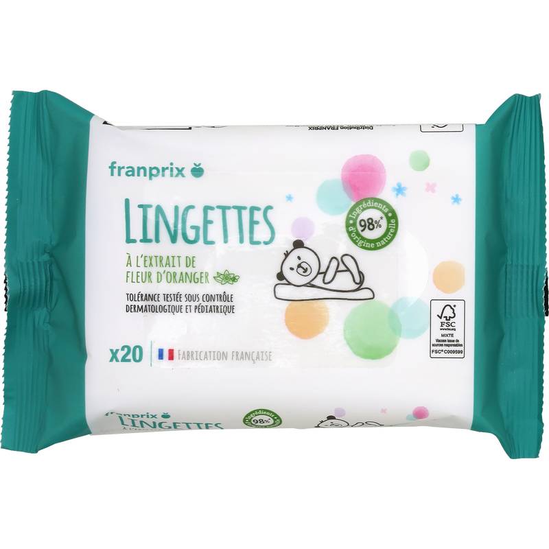 Franprix - Lingettes bébé (20 unités) (fleur d'oranger)