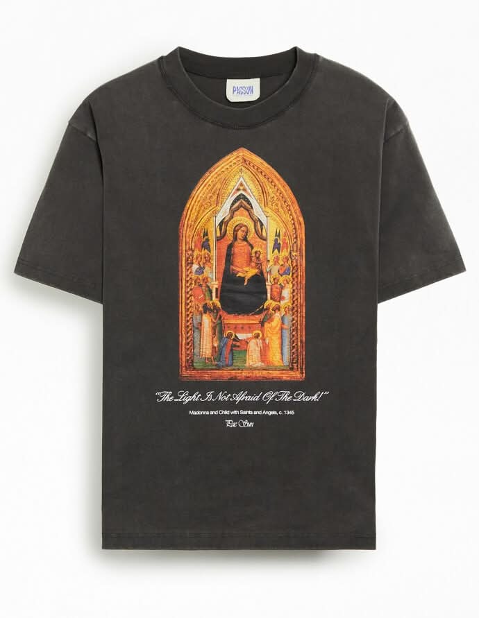 Men's Madonna And Child T-Shirt Washed Black L