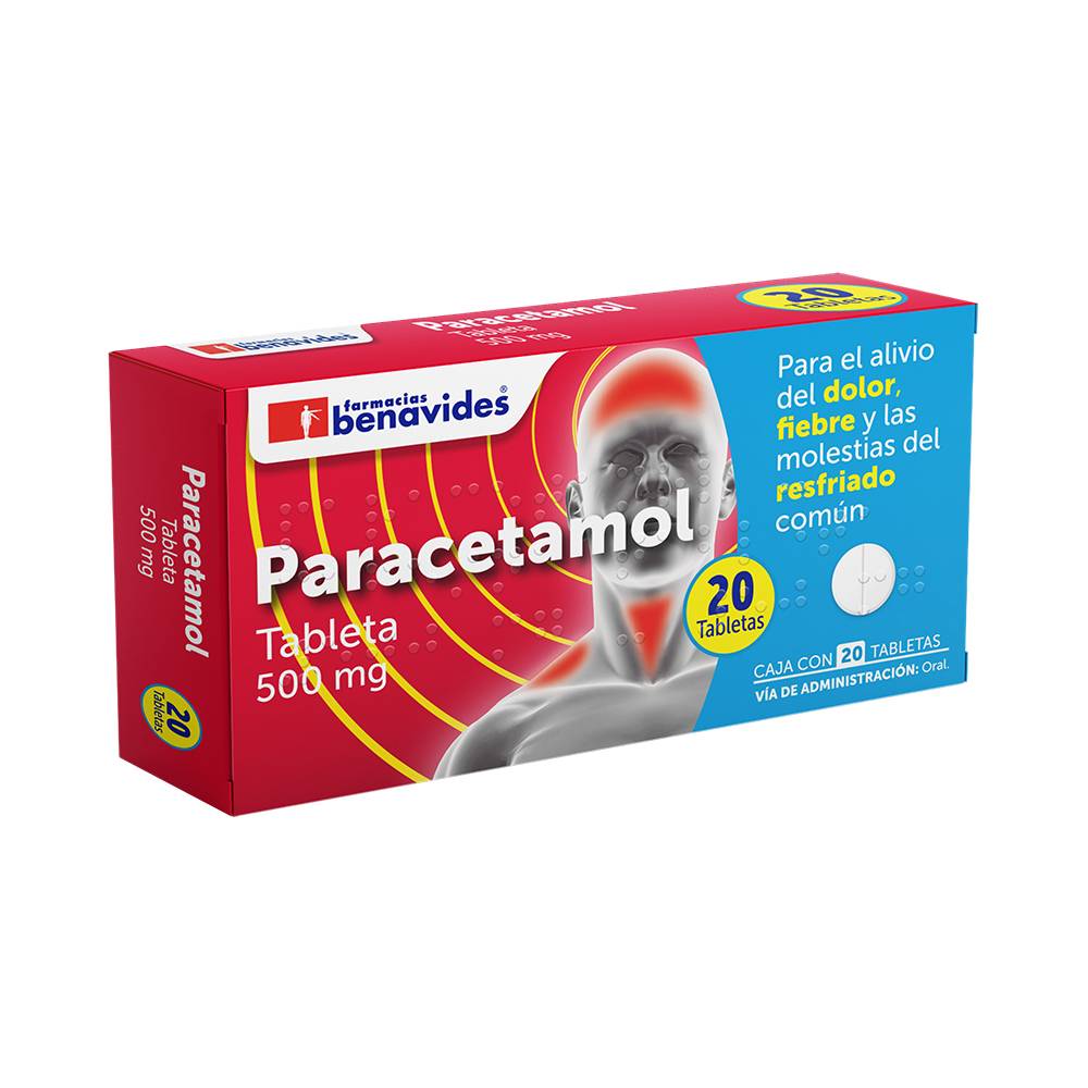 Farmacias benavides paracetamol tabletas 500 mg (20 piezas)