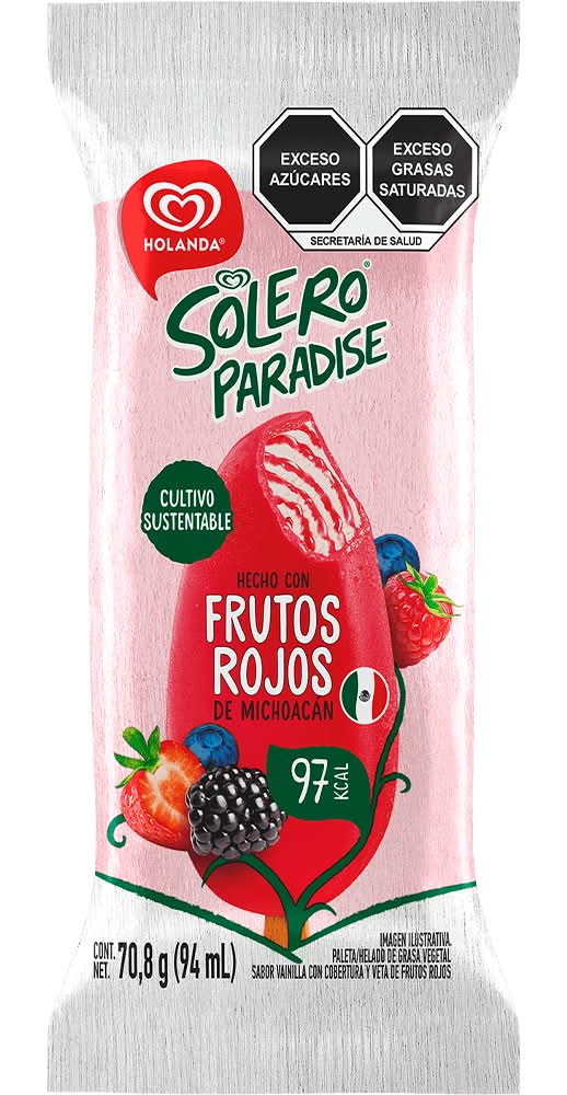 Holanda · Solero paradise paleta de frutos rojos, vainilla (94 ml)