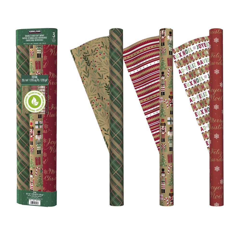 Kirkland Signature Double Sided Wrapping Paper, 3-pack