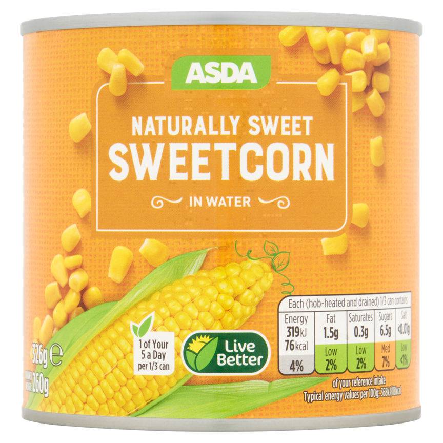 ASDA Sweetcorn in Water 326G