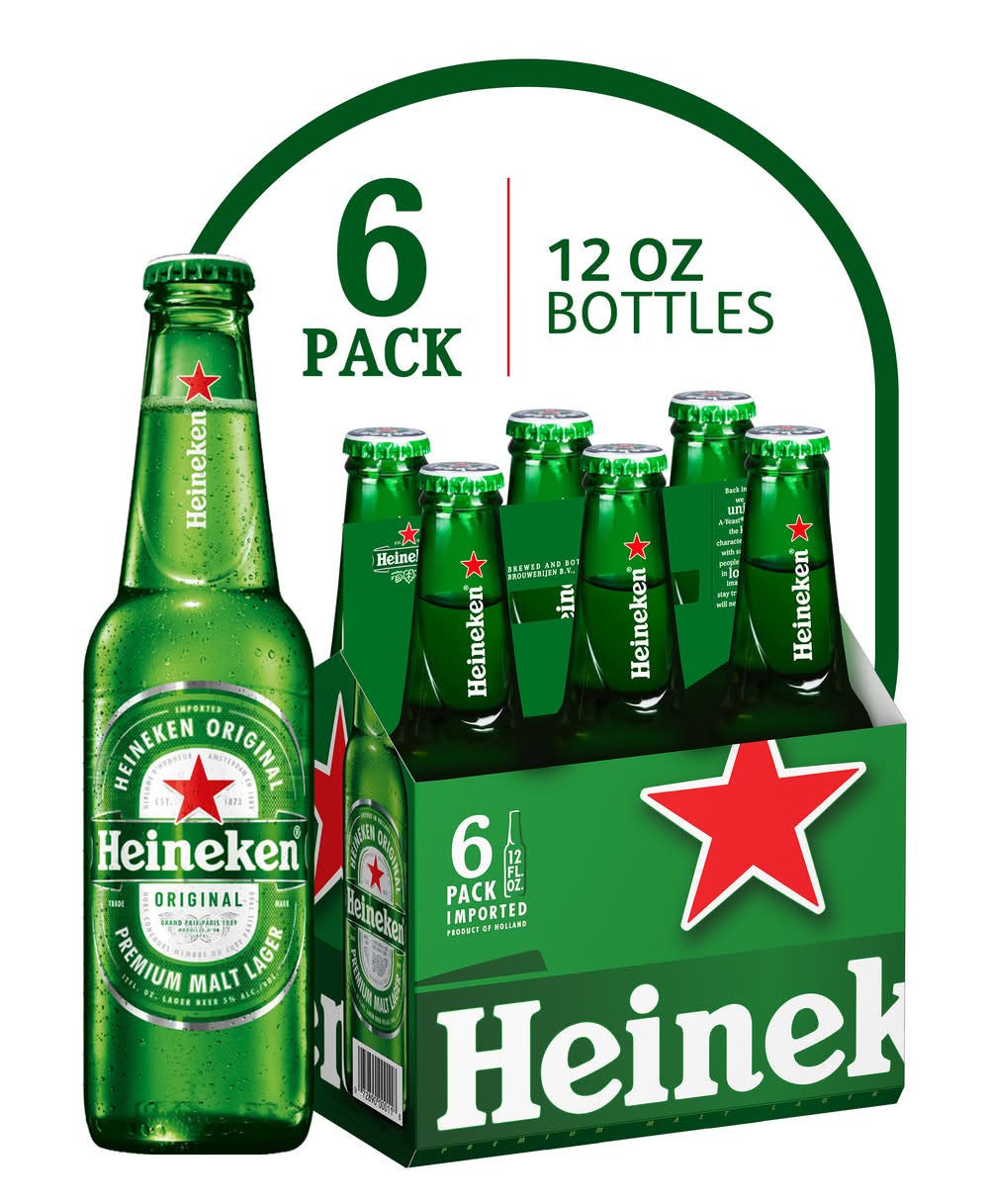 Heineken Original Premium Malt Lager Beer (6 x 12 fl oz)