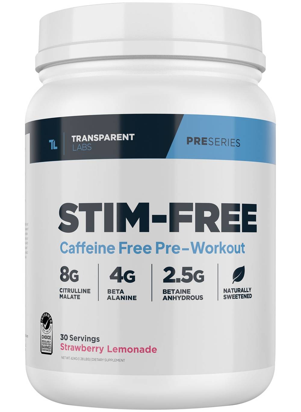 Transparent Labs Stim Free Pre-Workout Powder, Strawberry-Lemonade (1.38 lbs)