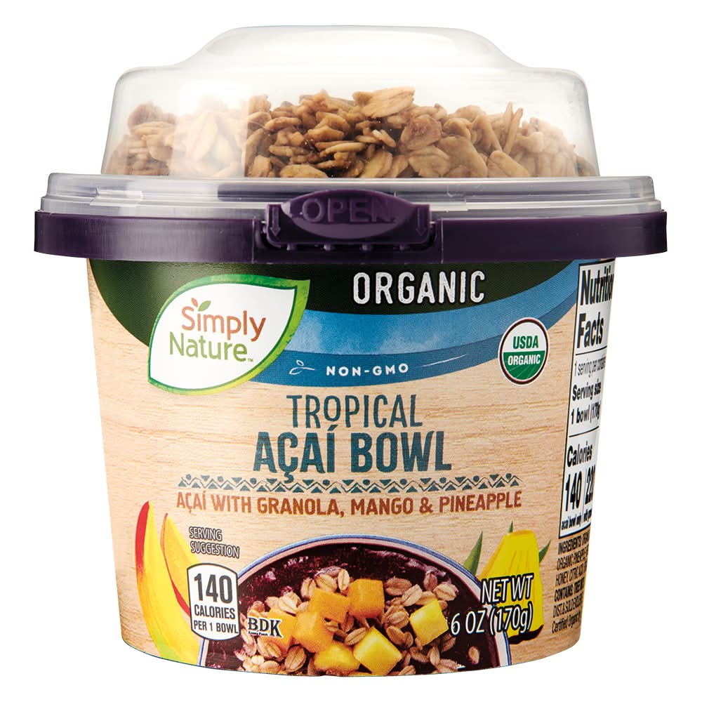 Simply Nature Organic Tropical Acai Bowl, Assorted (6 oz)
