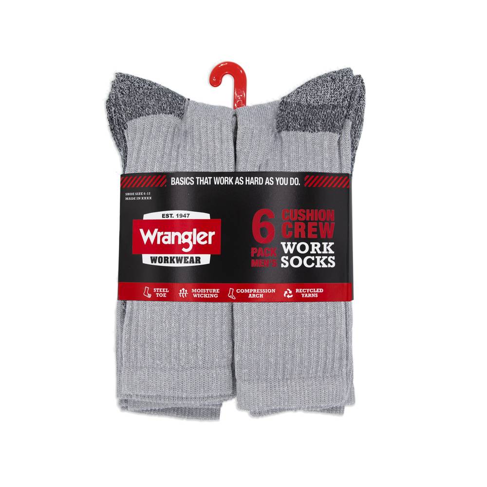 Wrangler Men's Polyester Blend Crew Socks (6-Pack) | WRM401G