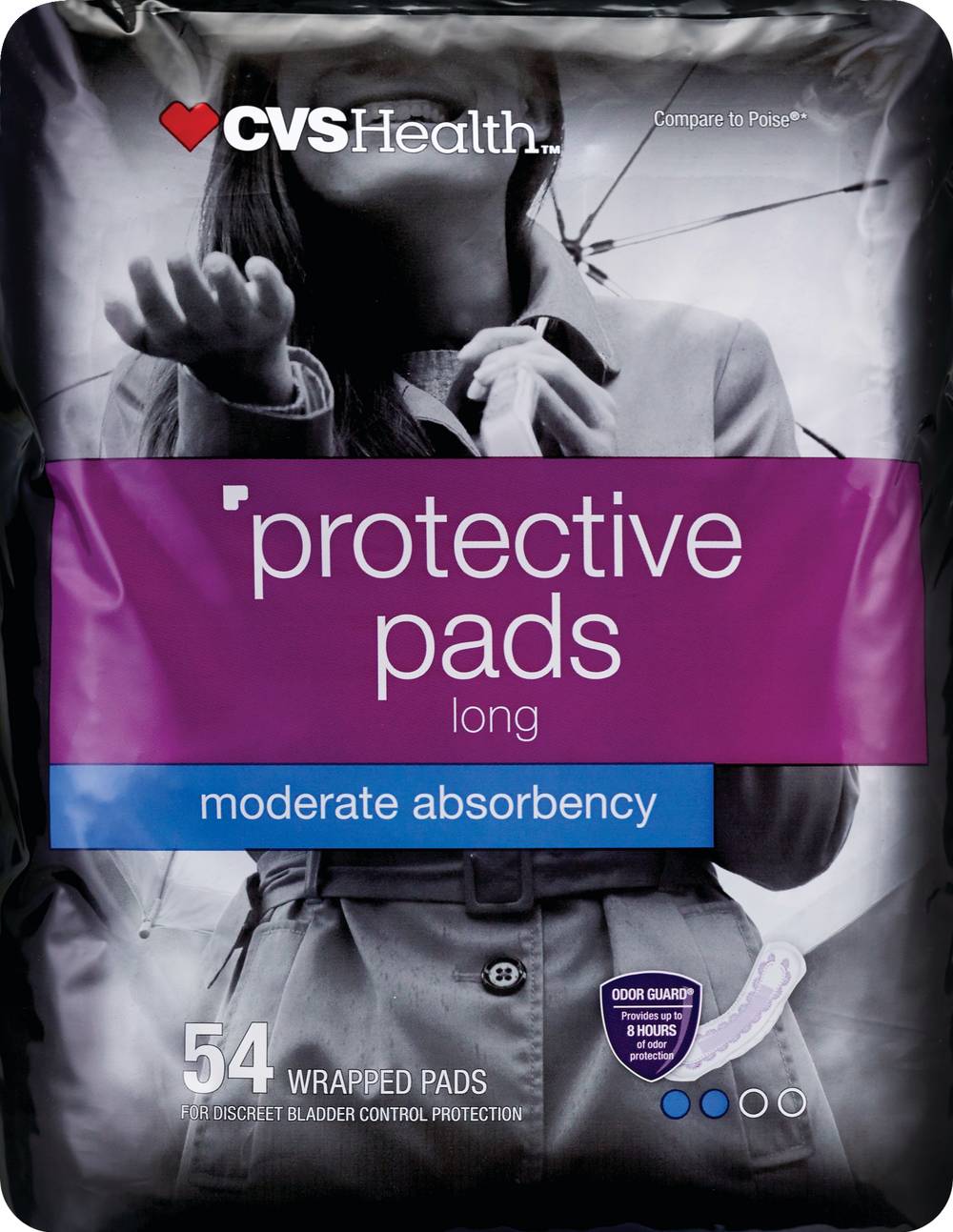 Cvs Health Women'S Protective Pads Moderate Absorbency, Long, 54 Ct