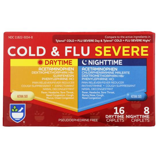 Rite Aid Pseudoephrine Free Cold & Flu Severe Day Night Time Caplets