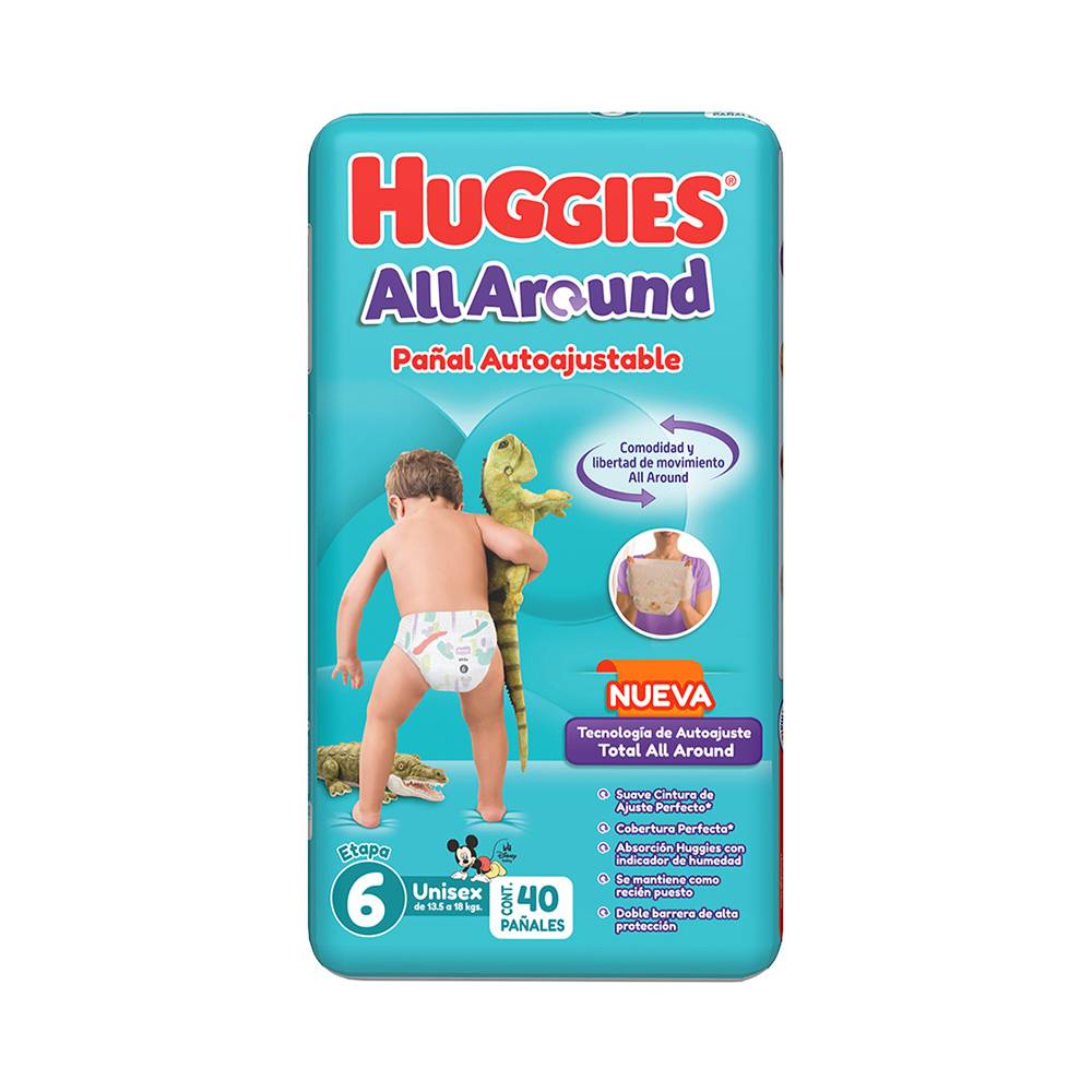 Huggies pañal all around autoajustable (unisex/etapa 6) (40 un)