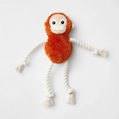 Boots & Barkley Monkey Plush With Rope Dog Toy