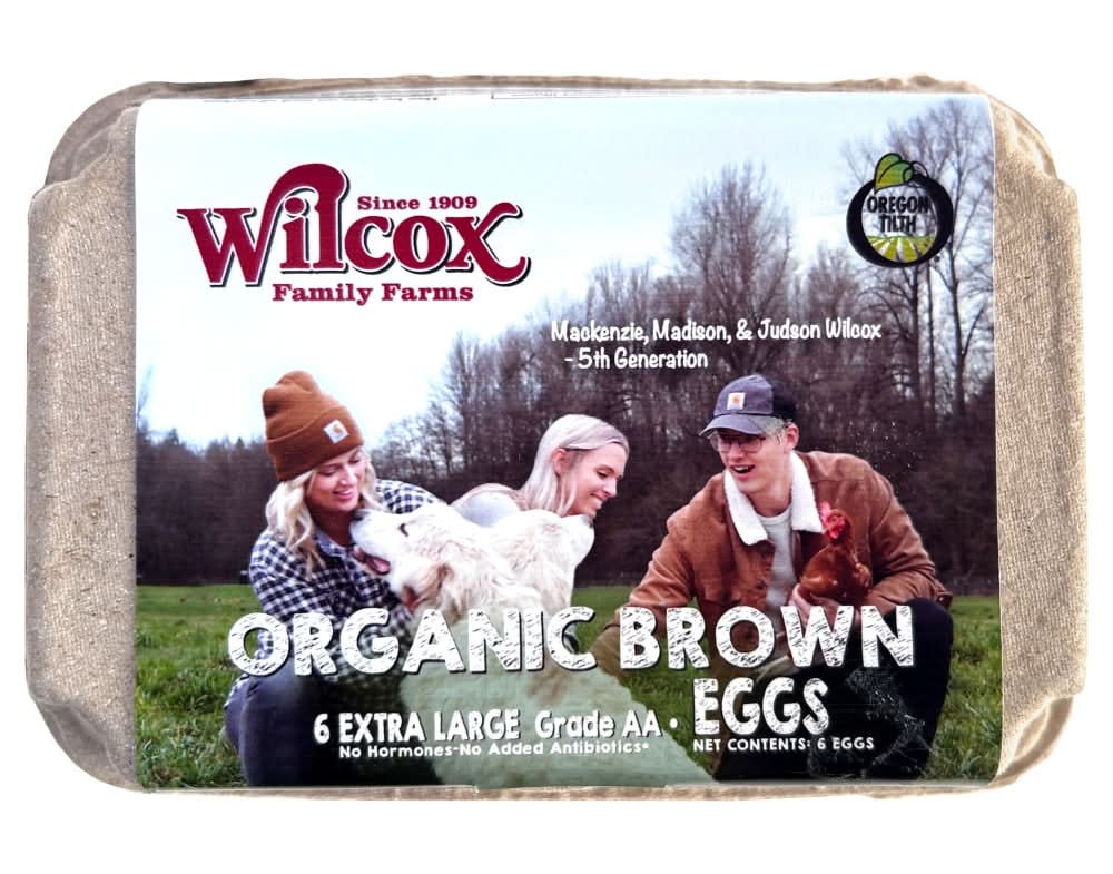 Wilcox Organic Grade a Brown Eggs, Extra Large (13.5 oz, 6 ct)