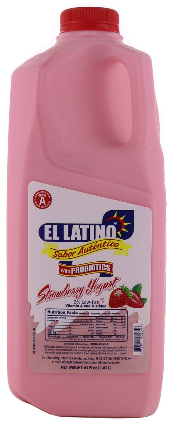 El Latino Low Fat Strawberry Yogurt With Probiotics