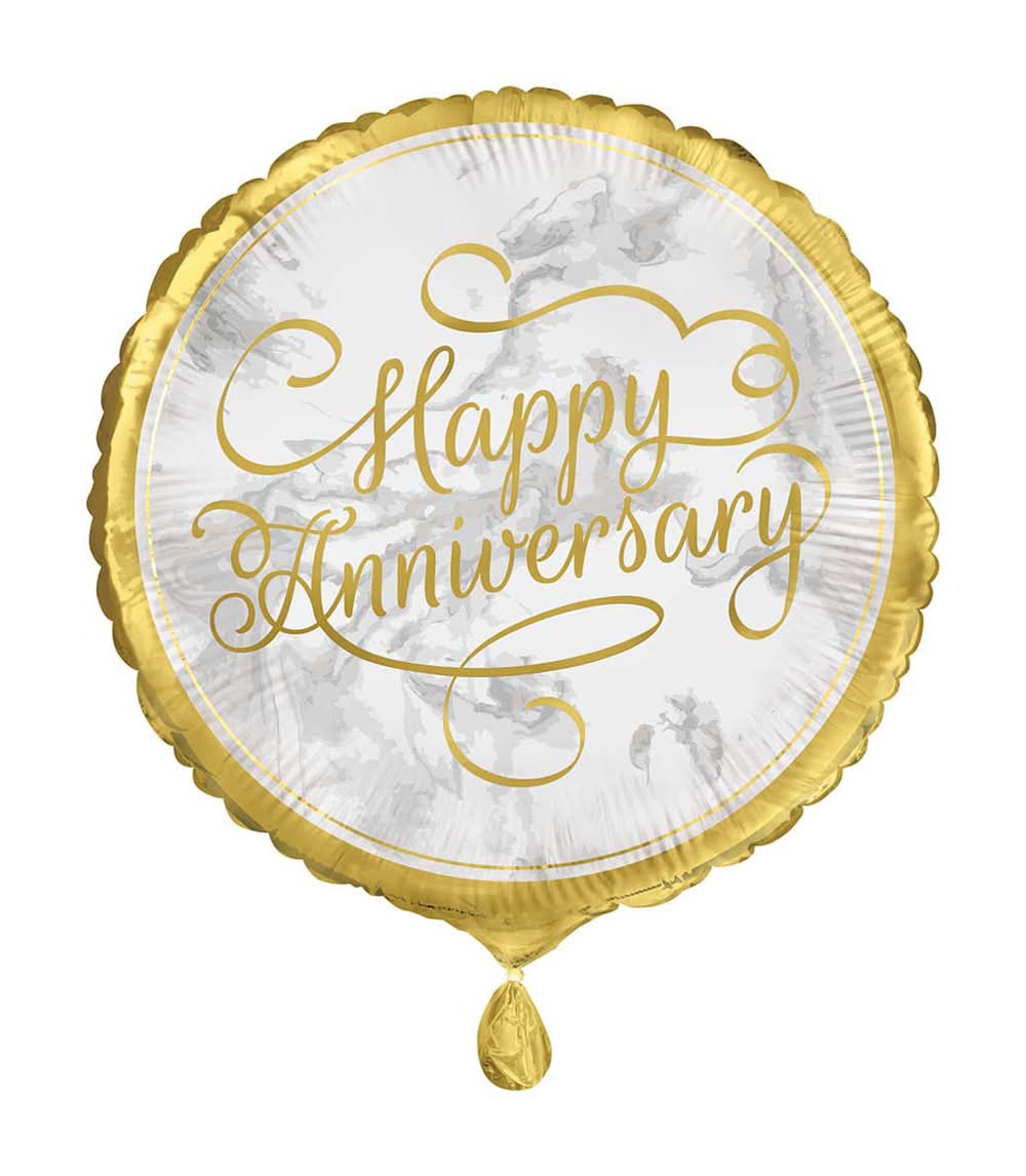 321 Party! 17" Gold "Happy Anniversary" Balloon