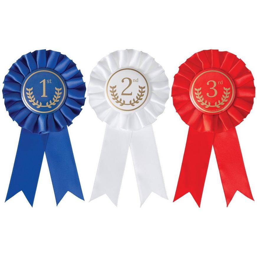 Red, White Blue Sports Award Ribbons, 4in, 3ct