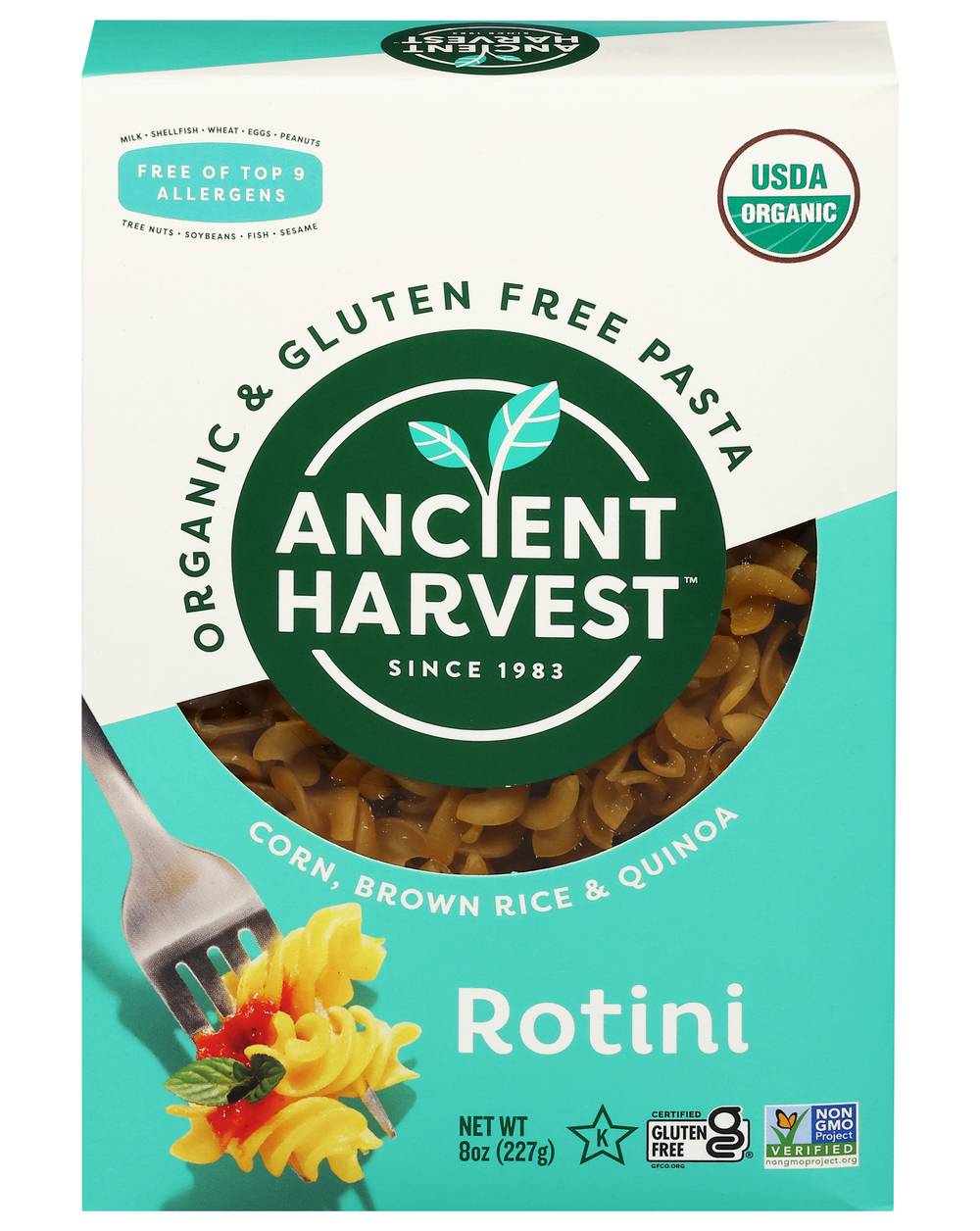 Ancient Harvest Organic and Gluten Free Rotini Pasta, Corn-Brown Rice-Quinoa (8 oz)