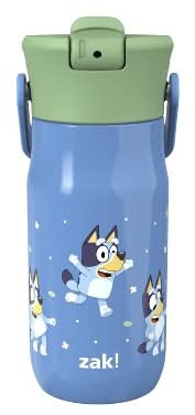 zak! Bluey Stainless Steel Vacuum Harmony Straw Water Bottle Blue 14 oz