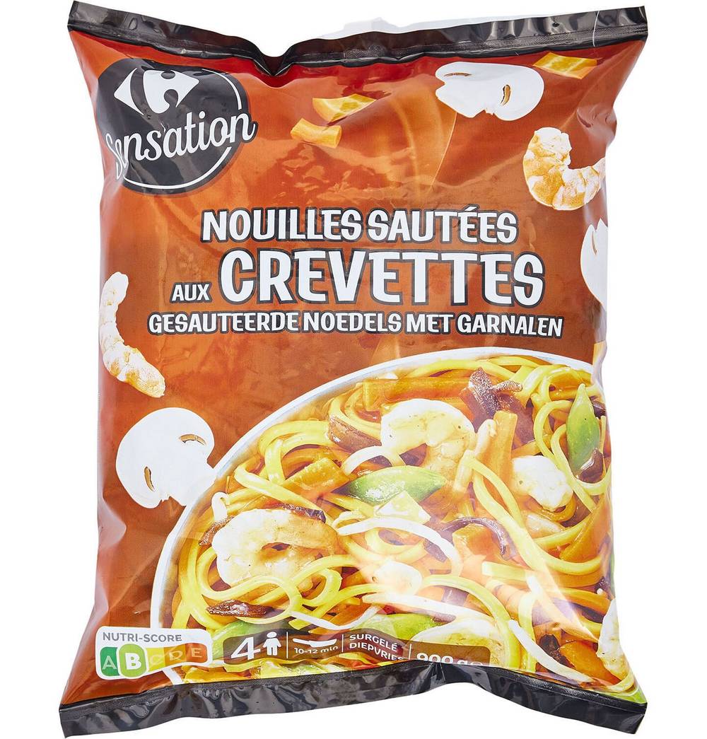 Carrefour - Nouilles sautées aux crevettes cuisinées (900g)