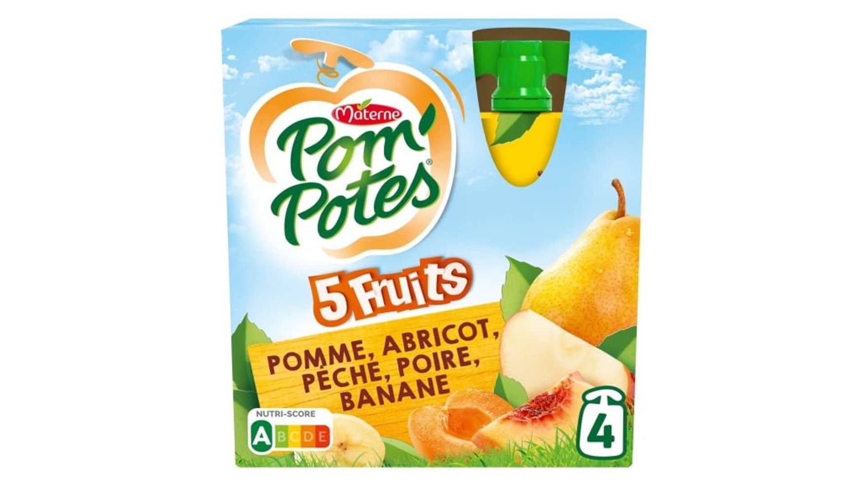 Materne - Pom'potes compote de 5 fruits sans sucres ajoutés (4 pièces)