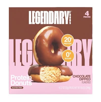 Legendary Foods Gluten Free and Keto Friendly Protein Donuts - Chocolate Dipped - 20g Protein - 8.6oz/4ct