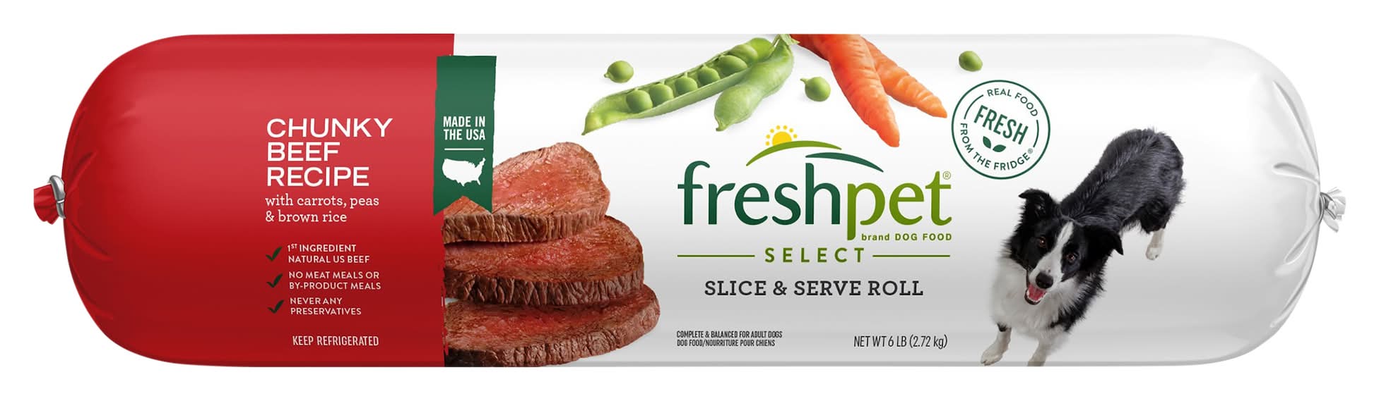 Freshpet Select Slice & Serve Roll Chunky Beef Recipe Dog Food (6 lbs)