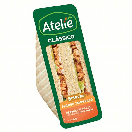 Ateliê sanduíche clássico brioche frango temperado (150g)