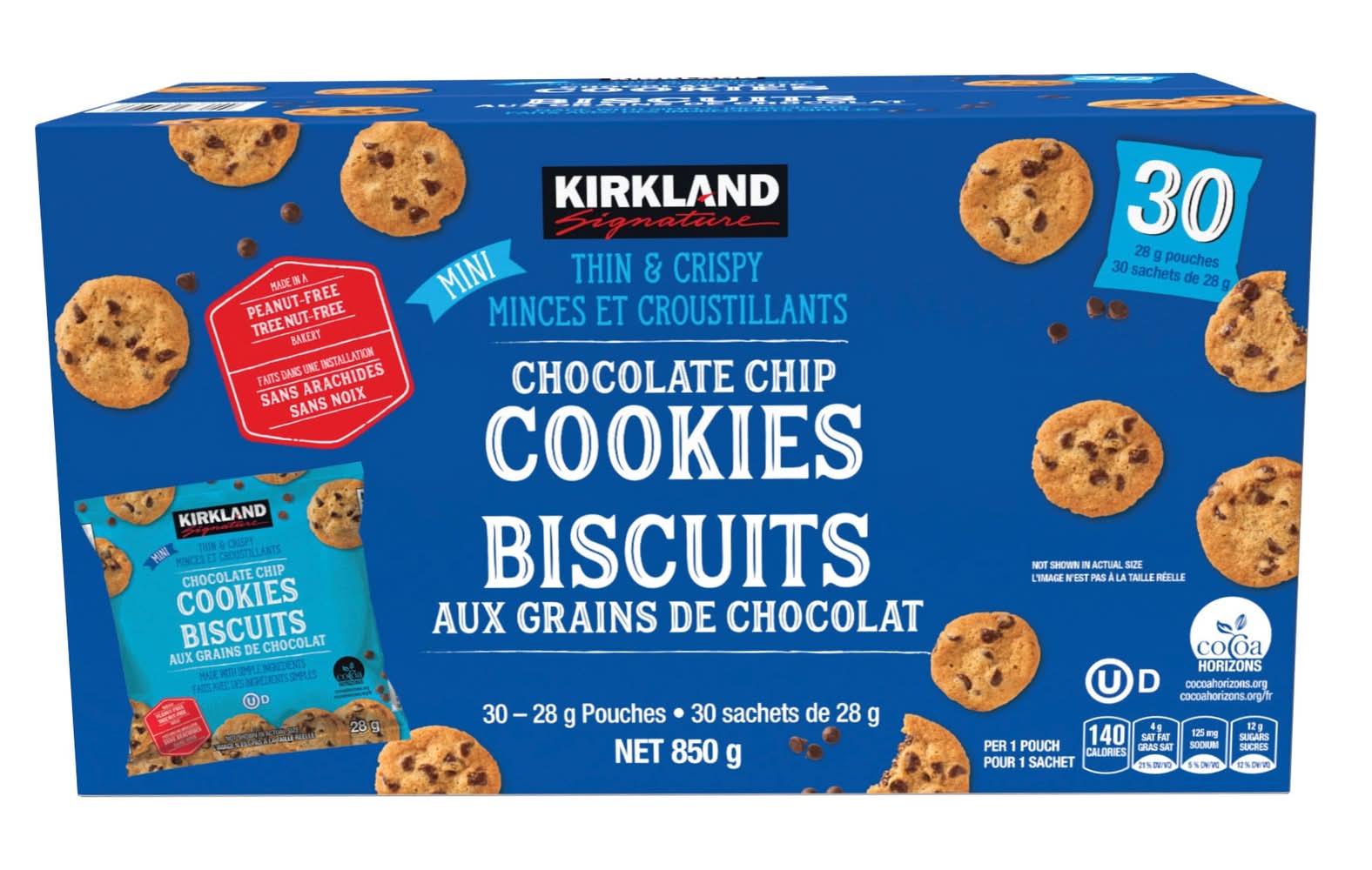 Kirkland Signature - Mini Biscuits Aux Grains De Chocolat, 30 × 28 G / Kirkland Signature Mini Chocolate Chip Cookies, 30 × 28 G