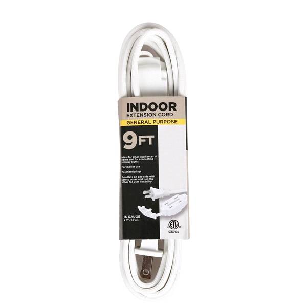 16/2 Spt-2 3 Outlet Indoor Extension Cord, White