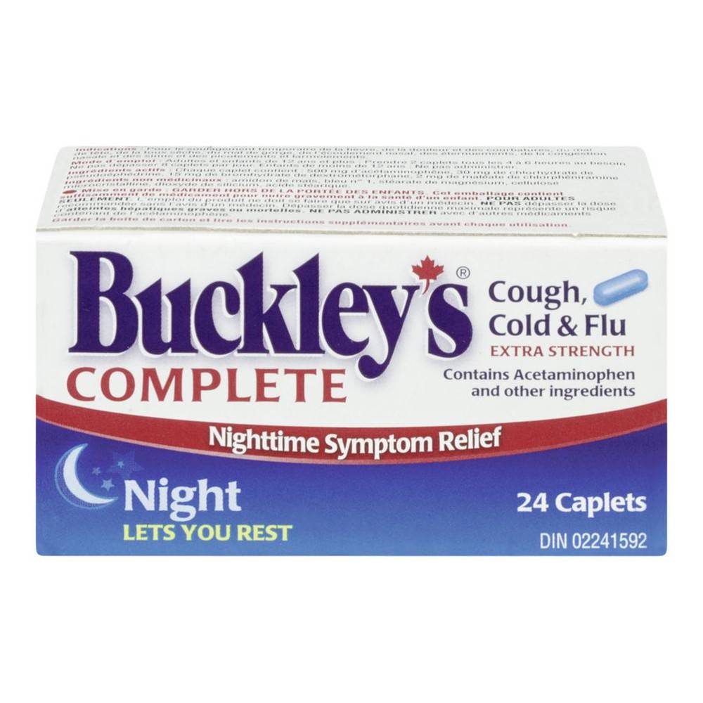 Buckley's Complete Extra Strength Cough Cold & Flu Caplets, Night