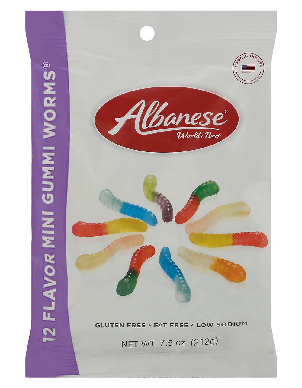 Albanese World's Best Mini Gummi Worms, Assorted (7.5 oz)