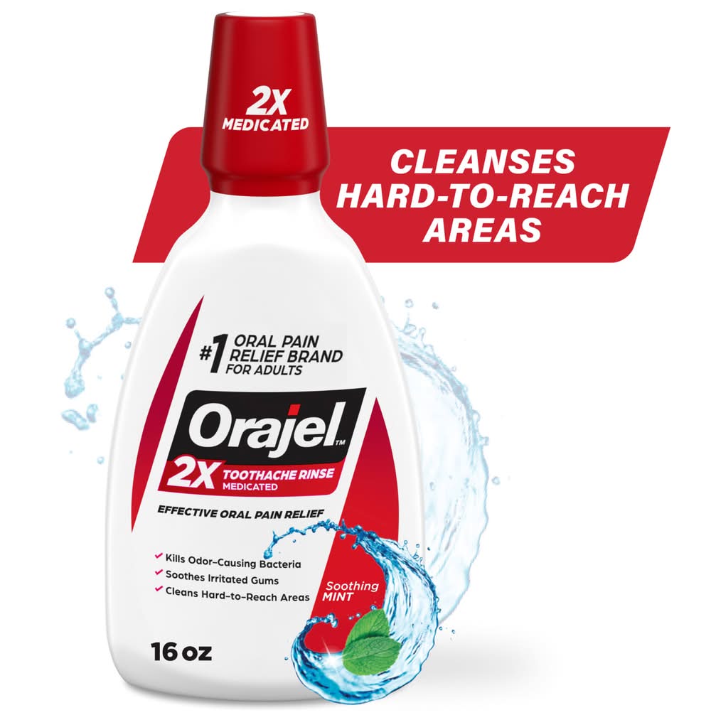 Orajel Toothache Rinse, Soothing Mint (16 fl oz)