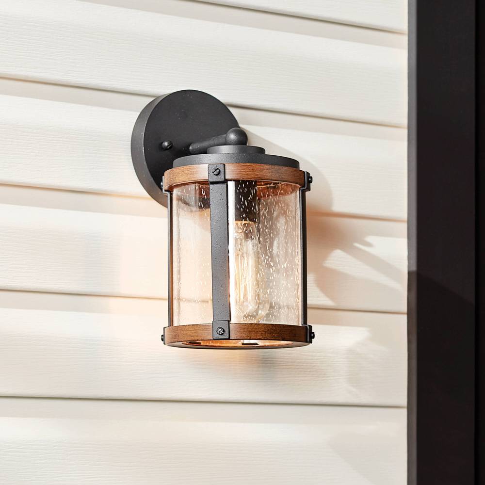 Kichler Barrington 1-Light 10-in H Distressed Black Outdoor Wall Light | 39494A