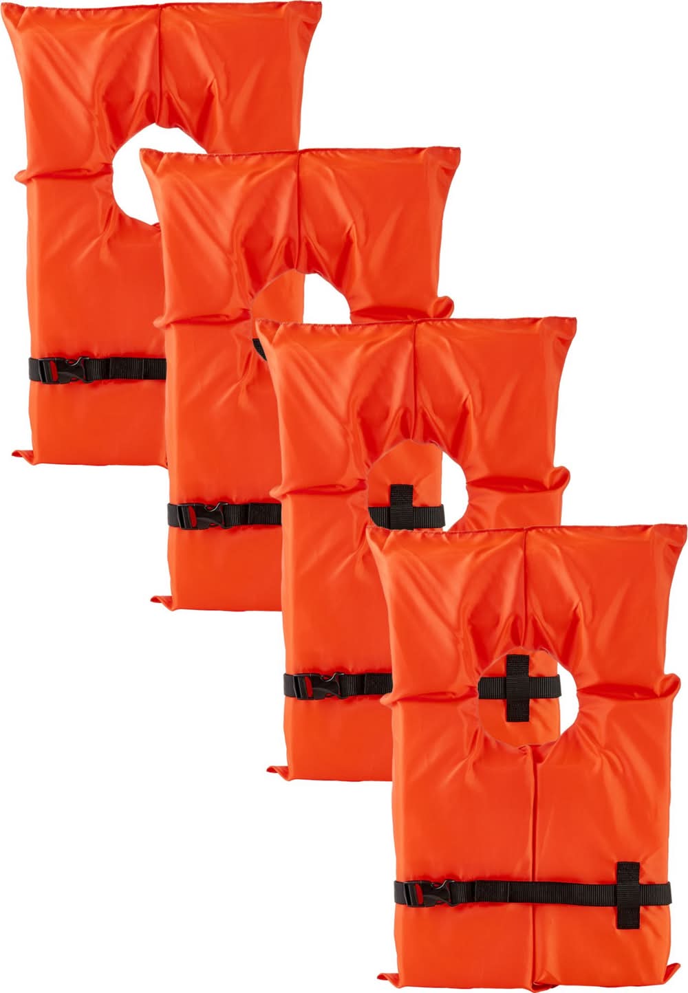 DBX Adult Type II Nylon Life Vest- 4-Pack (Orange, Adult Universal)