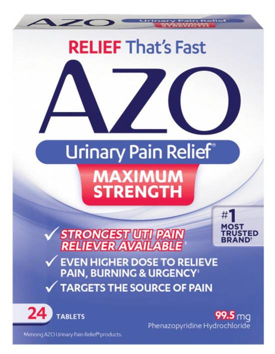 AZO Maximum Strength Urinary Pain Relief Tablets, 24 CT