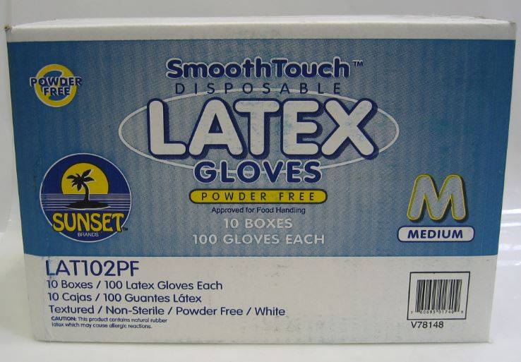 Sunset - Smooth Touch Latex Gloves without Powder, Size Medium - 100 ct