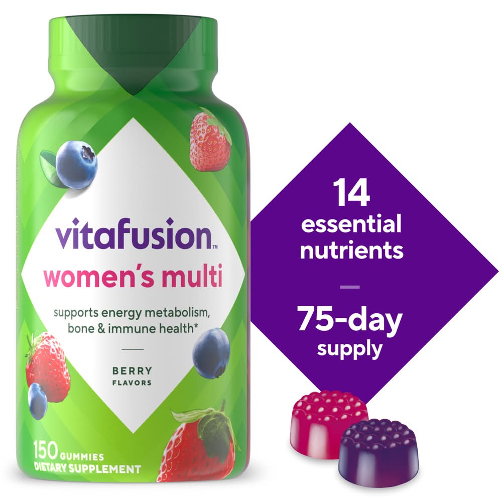 Vitafusion Energy Metabolism & Bone Support Multivitamin Gummies, Berry, Women (150 ct)