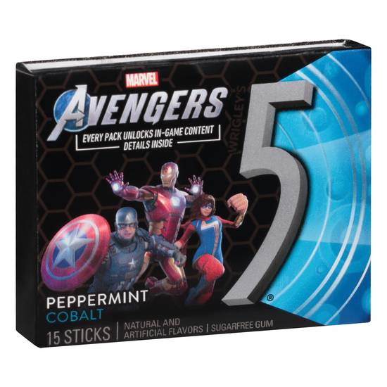 5 Sugarfree Avengers Peppermint Cobalt Gum (15 ct)