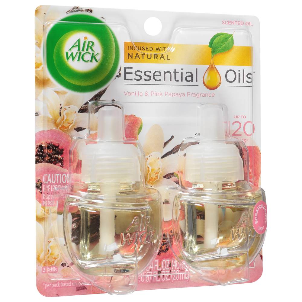 Air Wick Essential Oils Vanilla & Pink Papaya Fragrance Scented Oil Refills (1.4 fl oz)