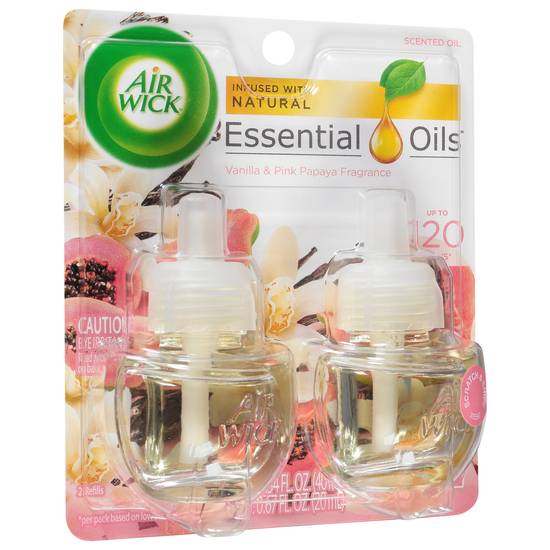 Air Wick Essential Oils Vanilla & Pink Papaya Fragrance Scented Oil Refills (2 ct)