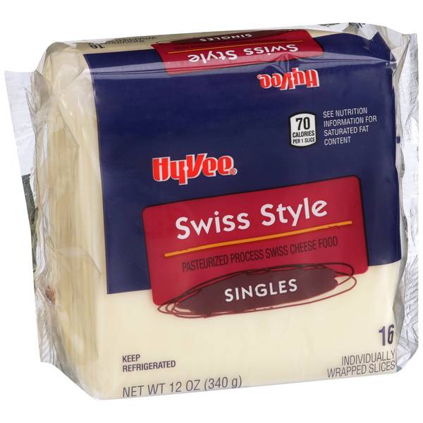 Hy-Vee Singles Swiss Style Pasteurized Process Cheese Food 16Ct