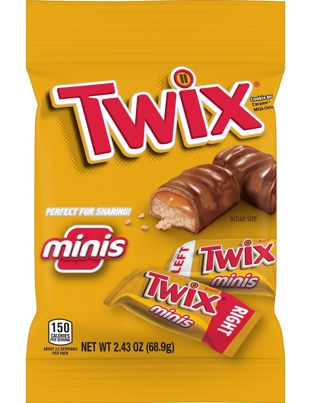 Twix Minis Caramel Milk Chocolates Cookie Bars (2.43 oz)
